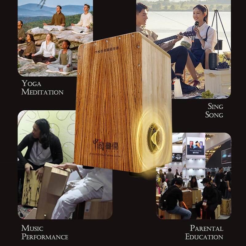 Hluru ウッドスキン カホン ドラム 調節可能なスネア付き ソリッドウッド ラテンパーカッション カホン 楽器