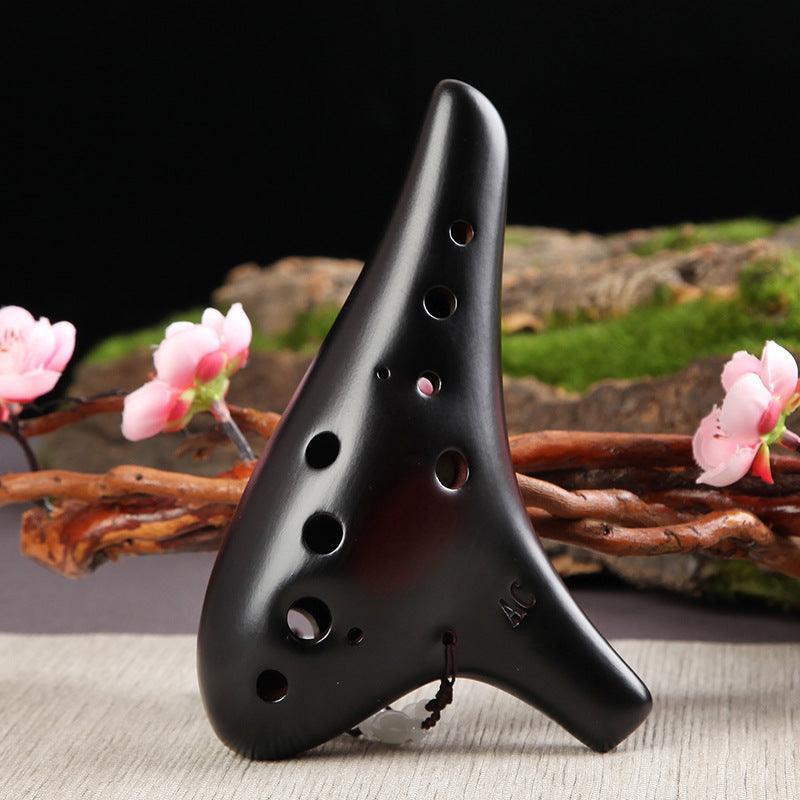 Black Ceramic 12 Hole Ocarina Alto C Ocarine Ocarina Instrument - HLURU.SHOP