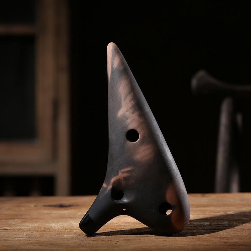 Black Forest Clay Smoked 12 Hole Alto C Flute Ceramic Ocarina - HLURU.SHOP