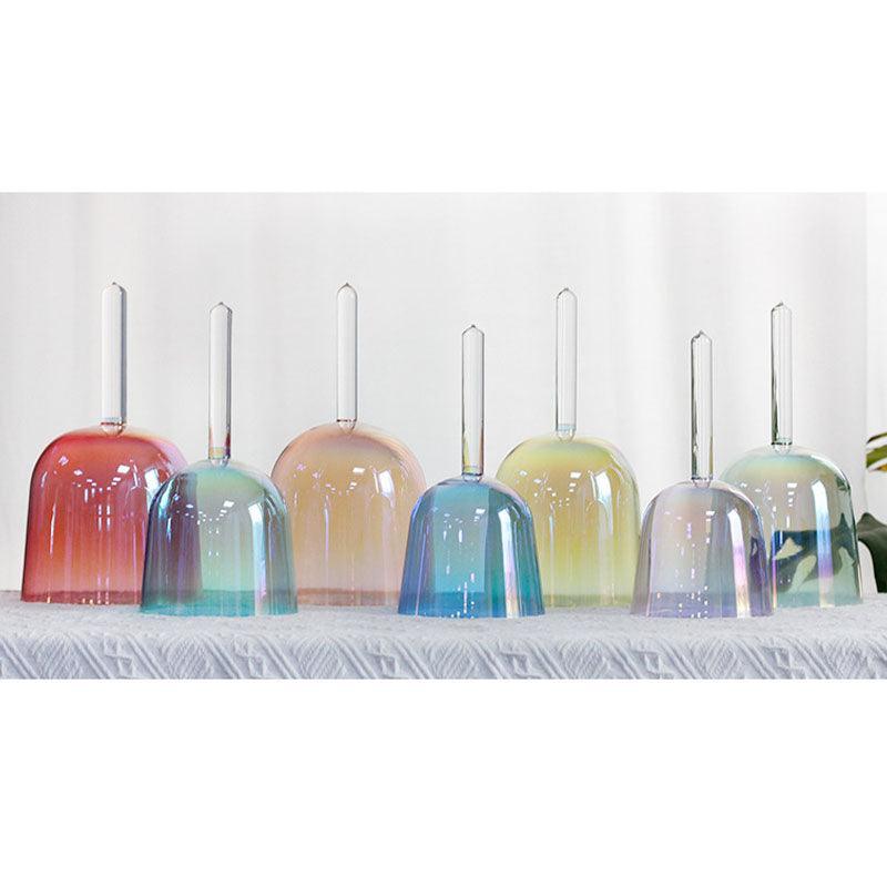 Cuenco de cristal colorido personalizado con juego de mango, juego de cuencos de cristal de 7 chakras, transparente