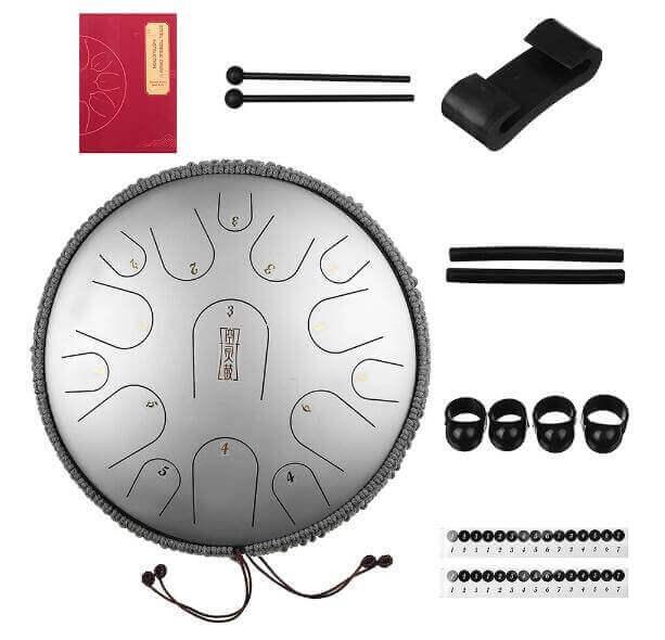 HLURU Pearl Paint Titanium Steel Tongue Drum C Major & D Major 13 Inch 15 Note Percussion Instrument For Yoga Meditation - HLURU.SHOP