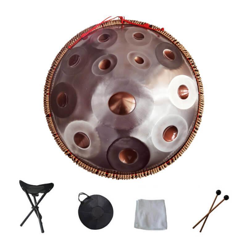 MiSoundofNature 22 Inches 12 Notes D Minor (F Major) Stainleacss Steel Handpan Drum With Rope, Available in 440 Hz - HLURU.SHOP
