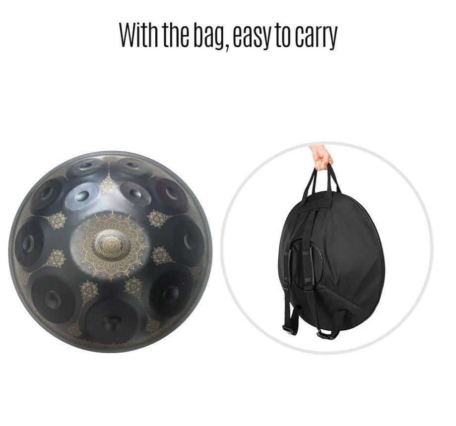 MiSoundofNature Mandala Pattern Nitride Steel Handpan Drum 22 Inch 12 Notes Kurd / Celtic Scale, D Minor / C Major, Available in 432 Hz and 440 Hz - HLURU.SHOP