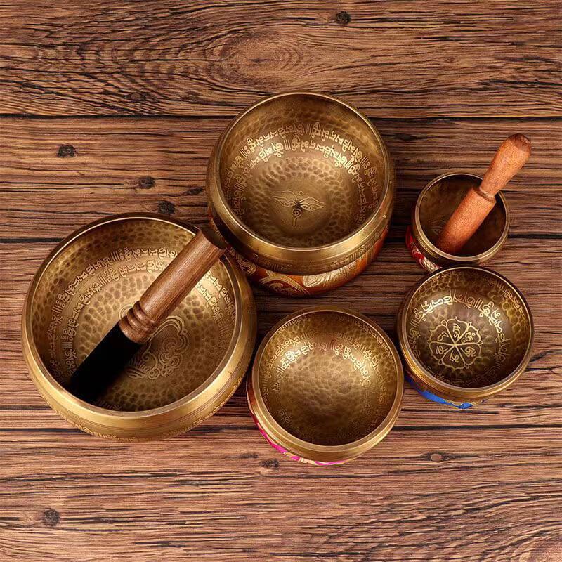 Tibetan / Nepal Handmade Singing Bowl Set - Stick, Cushion 7 Chakra Singing Bowl Set - HLURU.SHOP