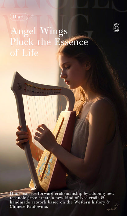 Hluru Musical Harp Paulownia wood Instrument 8/15/19 String Lyre Angel Wings