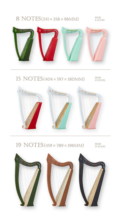 Hluru Musical Harp Paulownia wood Instrument 8/15/19 String Lyre Angel Wings