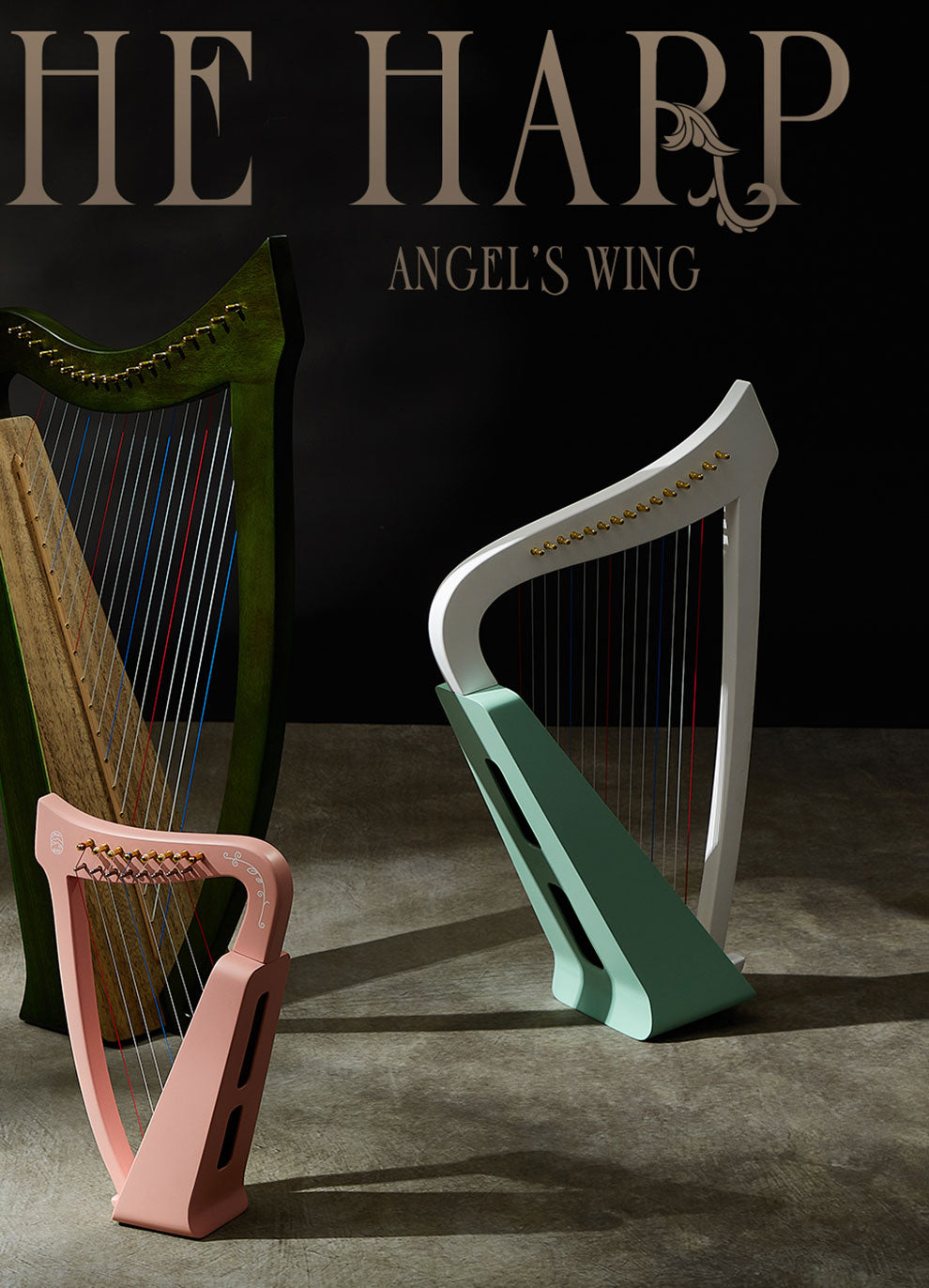 Hluru Musical Harp Paulownia wood Instrument 8/15/19 String Lyre Angel Wings