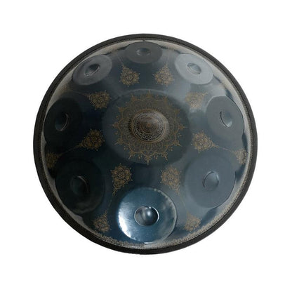 MiSoundofNature Handmade Customized HandPan Drum C# Annaziska Scale 22 Inch 9 Notes Featured, Available in 432 Hz and 440 Hz, High-end Nitride Steel Percussion Instrument - Laser engraved Mandala pattern. Never fade. - HLURU.SHOP