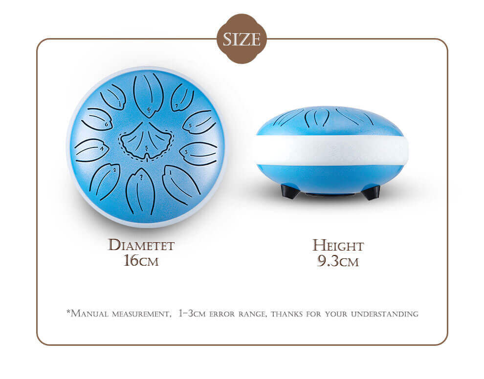 HLURU Huashu Upgrade Lotus Carbon Steel Tongue Drum 6'' 11 Tone D Dur - 6 Zoll / 11 Noten