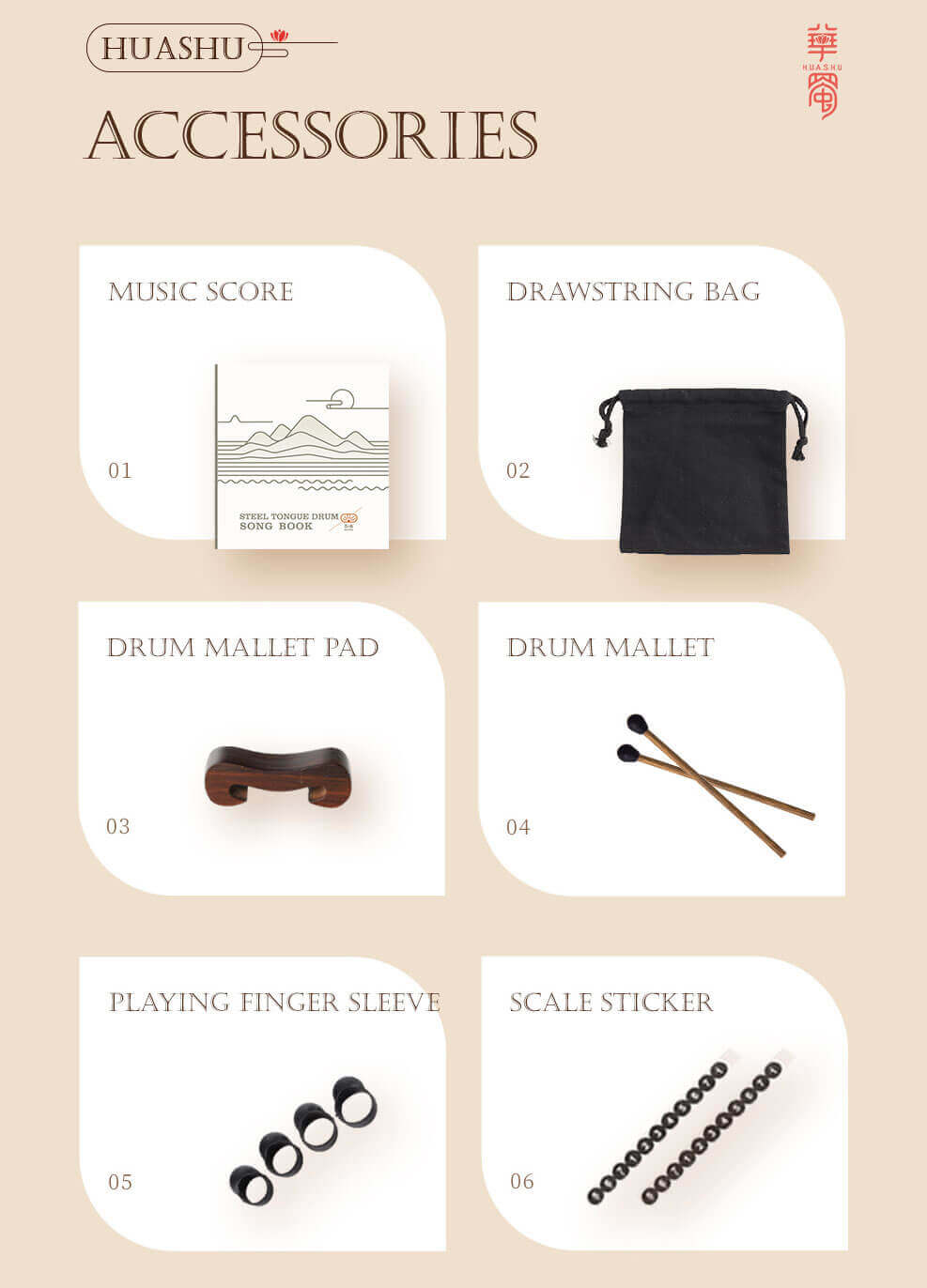 HLURU Huashu Upgrade Lotus Carbon Steel Tongue Drum 6'' 11 Tone D Dur - 6 Zoll / 11 Noten