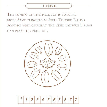 HLURU Huashu Upgrade Lotus Carbon Steel Tongue Drum 6'' 11 Tone D Dur - 6 Zoll / 11 Noten