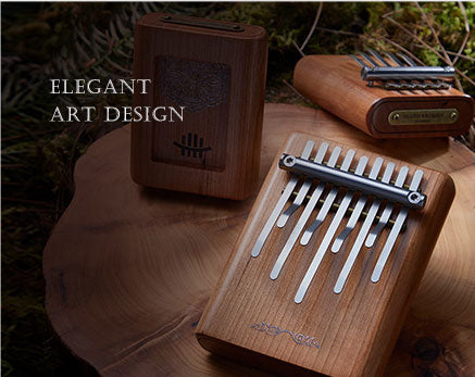 HLURU 5 & 9 Keys Flat Kalimba Thumb Piano, Cherry Wood D Minor / A Minor /  D Amara / Pentatonic /  G Major / G Minor / F Major Kalimba Instrument