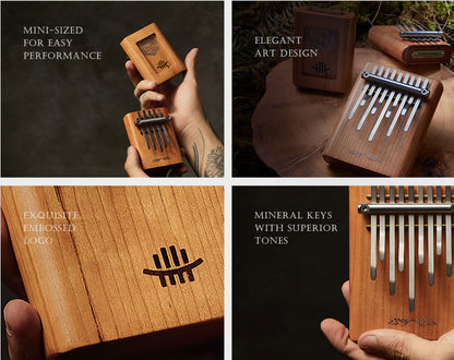 HLURU 5 & 9 Keys Flat Kalimba Thumb Piano, Cherry Wood D Minor / A Minor /  D Amara / Pentatonic /  G Major / G Minor / F Major Kalimba Instrument