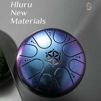 HLURU 5 Inches 8 Notes C Key ED3 Steel Titanium Alloy Mini Steel Tongue Drum - Hollow-Carved Design