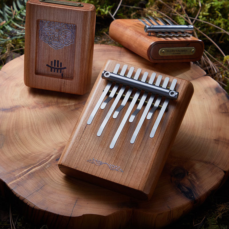 HLURU 5 & 9 Keys Flat Kalimba Thumb Piano, Cherry Wood D Minor / A Minor /  D Amara / Pentatonic /  G Major / G Minor / F Major Kalimba Instrument
