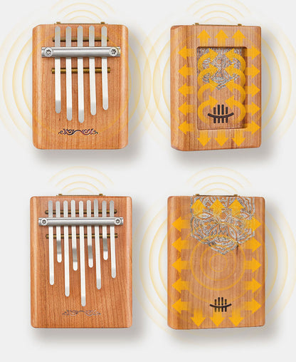 HLURU 5 & 9 Keys Flat Kalimba Thumb Piano, Cherry Wood D Minor / A Minor /  D Amara / Pentatonic /  G Major / G Minor / F Major Kalimba Instrument
