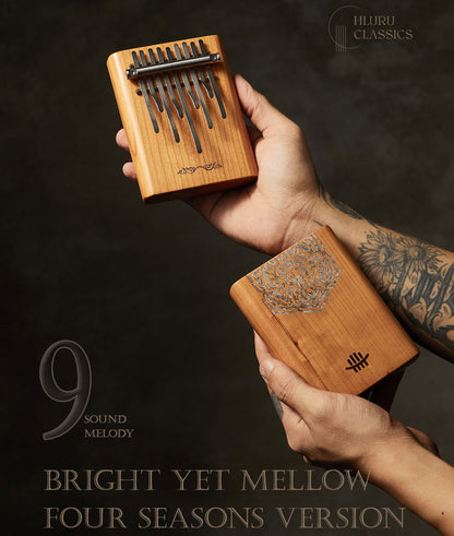 HLURU 5 & 9 Keys Flat Kalimba Thumb Piano, Cherry Wood D Minor / A Minor /  D Amara / Pentatonic /  G Major / G Minor / F Major Kalimba Instrument