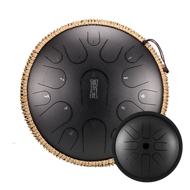 Buy One Get One Free - HLURU Tongue Drum Flagship Duo - Titanium Steel 14" 15 Note Flagship + 6" 8 Note High Pitch Extension Tongue Drum [Engravable]