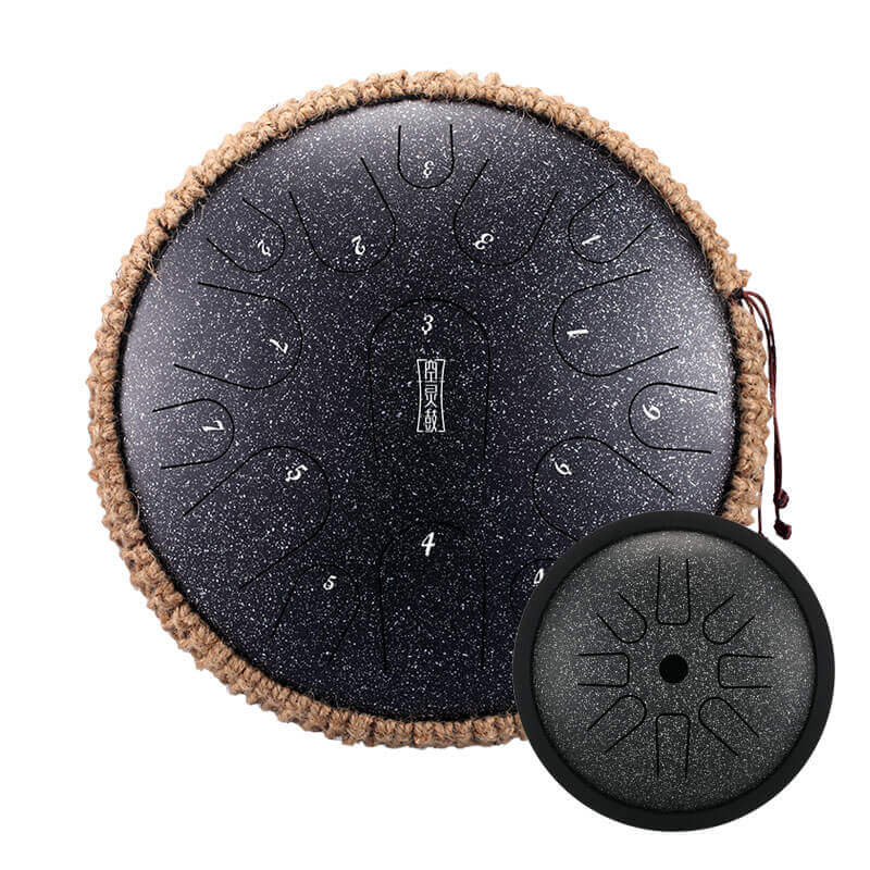 Buy One Get One Free - HLURU Tongue Drum Flagship Duo - Titanium Steel 14" 15 Note Flagship + 6" 8 Note High Pitch Extension Tongue Drum [Engravable]