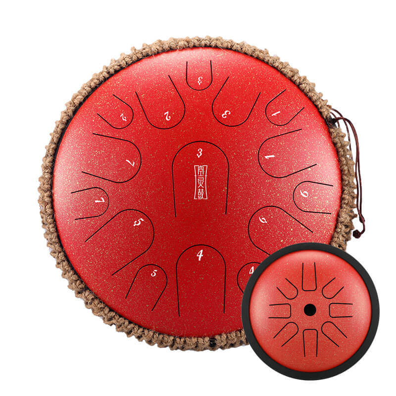 Buy One Get One Free - HLURU Tongue Drum Flagship Duo - Titanium Steel 14" 15 Note Flagship + 6" 8 Note High Pitch Extension Tongue Drum [Engravable]