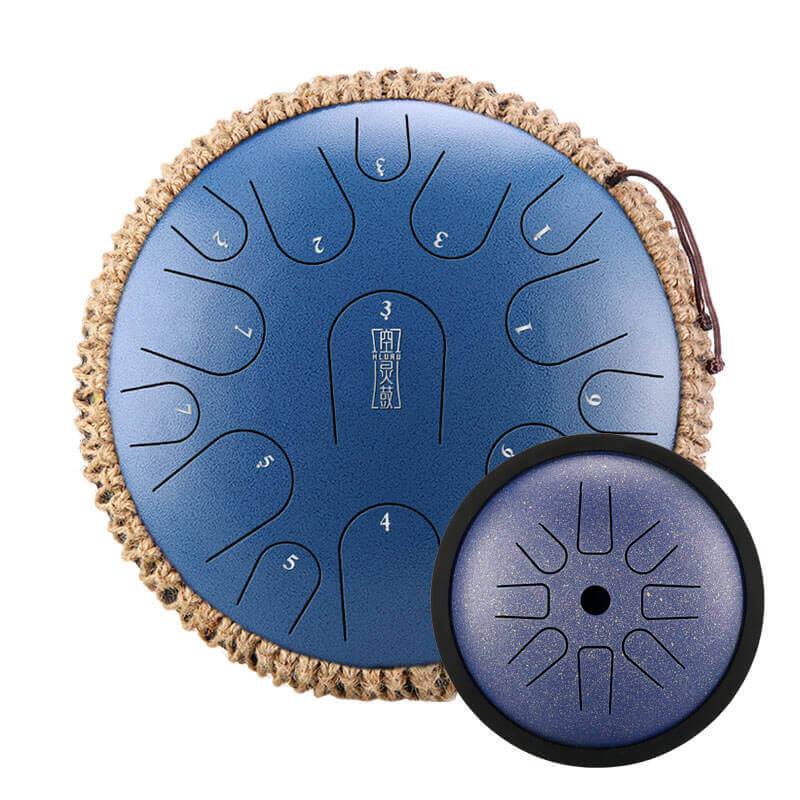 Buy One Get One Free - HLURU Tongue Drum Flagship Duo - Titanium Steel 14" 15 Note Flagship + 6" 8 Note High Pitch Extension Tongue Drum [Engravable]