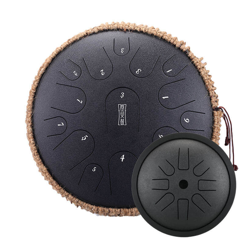 Buy One Get One Free - HLURU Tongue Drum Flagship Duo - Titanium Steel 14" 15 Note Flagship + 6" 8 Note High Pitch Extension Tongue Drum [Engravable]