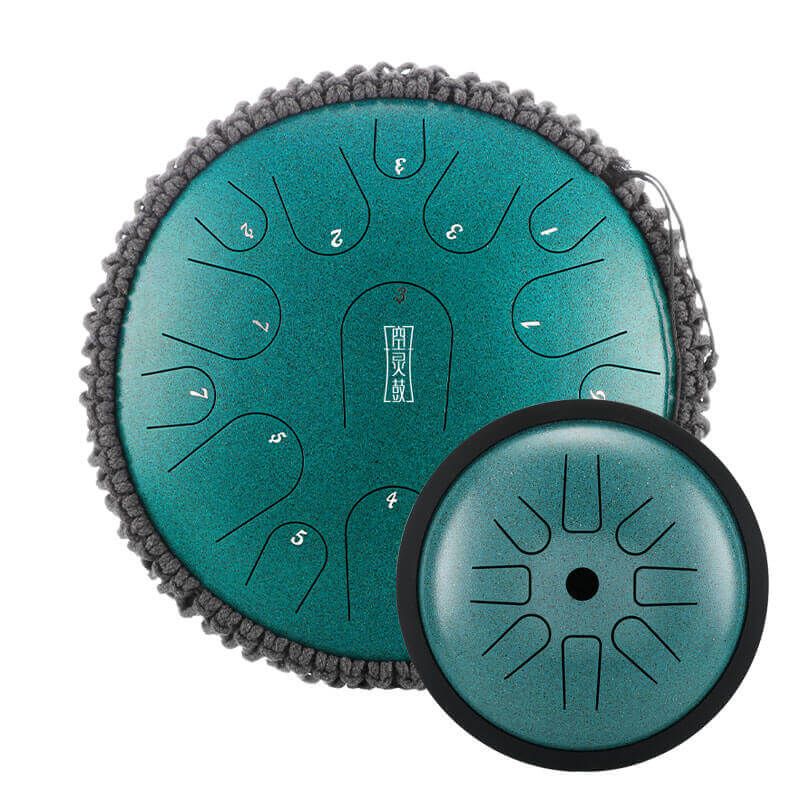 Buy One Get One Free - HLURU Tongue Drum Flagship Duo - Titanium Steel 14" 15 Note Flagship + 6" 8 Note High Pitch Extension Tongue Drum [Engravable]