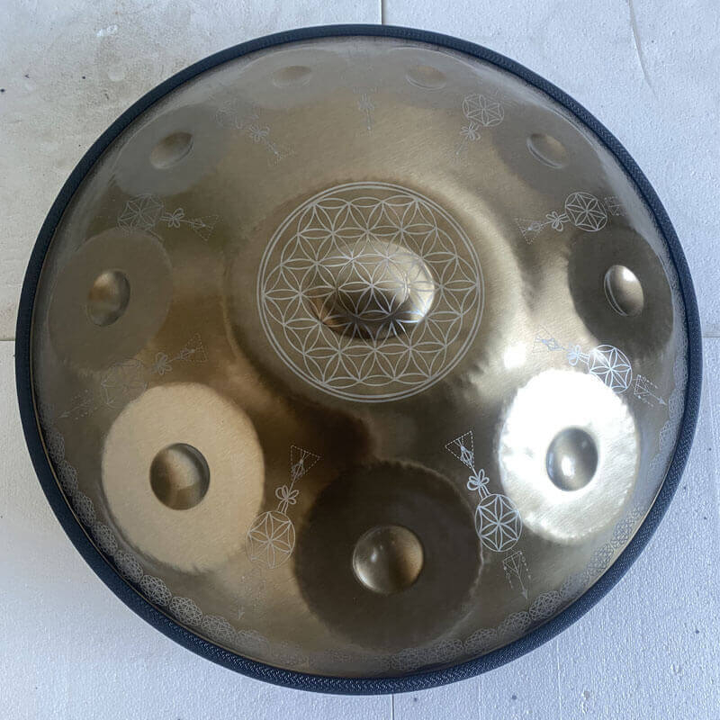 MiSoundofNature ハンドメイド ハンドパン D マイナー クルド ケルト 22 インチ ステンレススチール hang drum