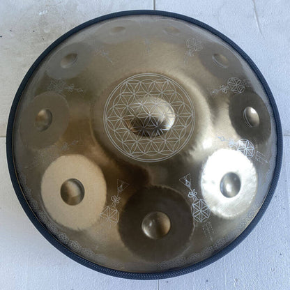 MiSoundofNature ハンドメイド ハンドパン D マイナー クルド ケルト 22 インチ ステンレススチール hang drum
