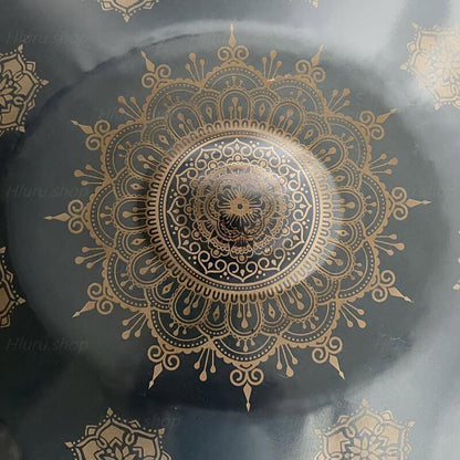 Handpan Drum Handmade Kurd / Celtic Scale D Minor 22 Inch 10 Notes, Available in 432 Hz and 440 Hz, Featured High-end Nitride Steel Percussion Instrument - Laser engraved Mandala pattern. Never fade.
