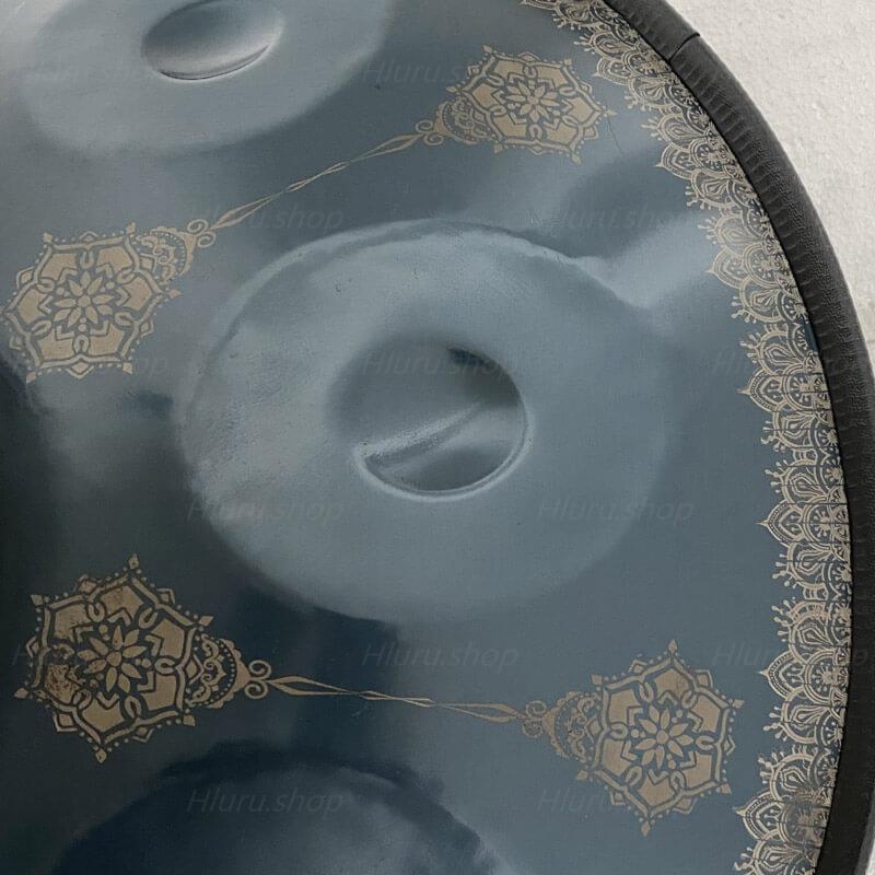 MiSoundofNature Handpan Drum Handmade Kurd / Celtic Scale D Minor 22 Inch 10 Notes, Available in 432 Hz and 440 Hz, Featured High-end Nitride Steel Percussion Instrument - Laser engraved Mandala pattern. Never fade. - HLURU.SHOP
