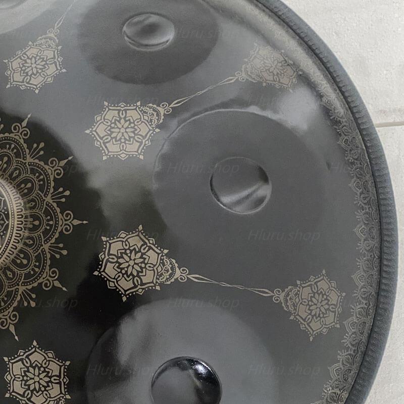 MiSoundofNature Handmade Customized HandPan Drum C# Annaziska Scale 22 Inch 9 Notes Featured, Available in 432 Hz and 440 Hz, High-end Nitride Steel Percussion Instrument - Laser engraved Mandala pattern. Never fade. - HLURU.SHOP