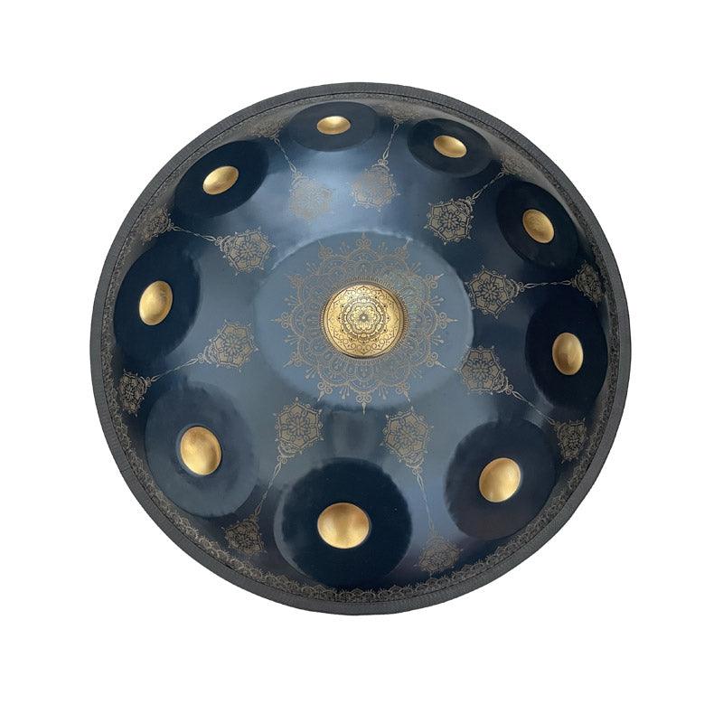 MiSoundofNature Royal Garden Customized Nitride Steel HandPan Drum D Minor Sabye Scale 22 Inches 9/10/12 Notes, Available in 432 Hz and 440 Hz - Gold-plated Sound Area, Laser engraved Mandala pattern. Never fade. - HLURU.SHOP