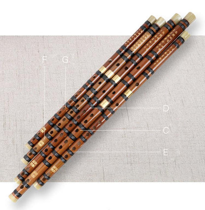 Bamboo Flute C D E F G Key Separable Dizi Bitter Bamboo Traditional Chinese Instrument - HLURU.SHOP