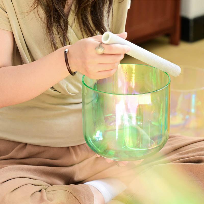 Clear Colorful Crystal Singing Bowl Chakra Healing Bowls Quartz Sound Glass Meditation Bowl - HLURU.SHOP