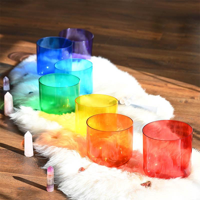 Clear Colorful Crystal Singing Bowl Chakra Healing Bowls Quartz Sound Glass Meditation Bowl - HLURU.SHOP