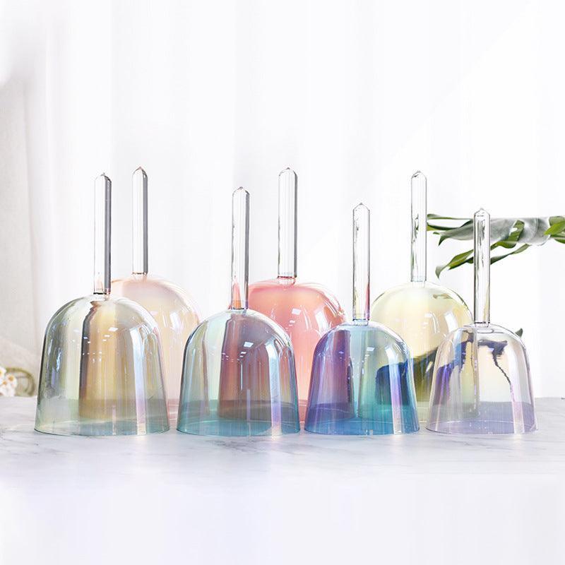 Ensemble de bols chantants en cristal colorés personnalisés avec poignée Ensemble de bols chantants en cristal transparent 7 chakras - HLURU.SHOP