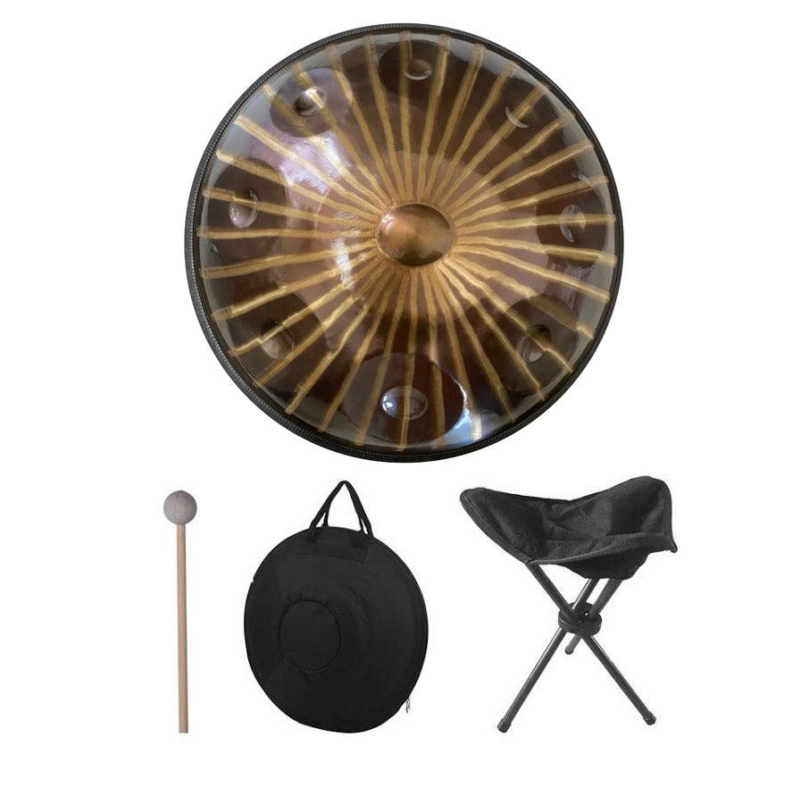 Customized MiSoundofNature Sun God C Major 22'' 9/10/12 Notes High-end 1.2mm Stainless Steel Handpan Drum, Available in 432 Hz and 440 Hz - Severe Quenching Heat Treatment - HLURU.SHOP
