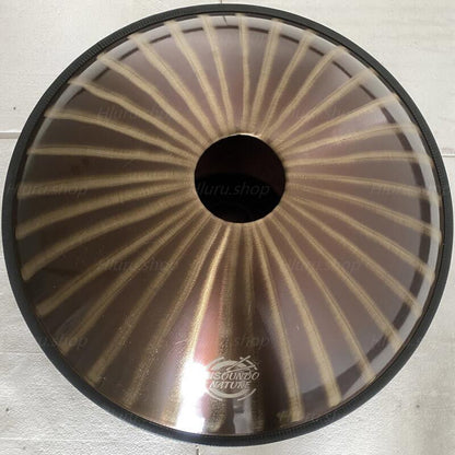 Customized MiSoundofNature Sun God D Minor Hijaz Scale 22'' 9/10/12 Notes High-end 1.2mm Stainless Steel Handpan Drum, Available in 432 Hz and 440 Hz - HLURU.SHOP