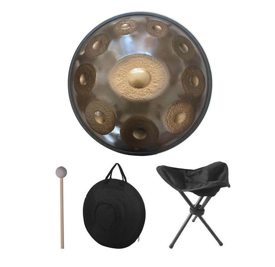 Customized MiSoundofNature Sun God Handmade Hammering High-end 22 Inches 10 Tones C Major Nitride Steel Handpan Drum, Available in 432 Hz and 440 Hz - HLURU.SHOP