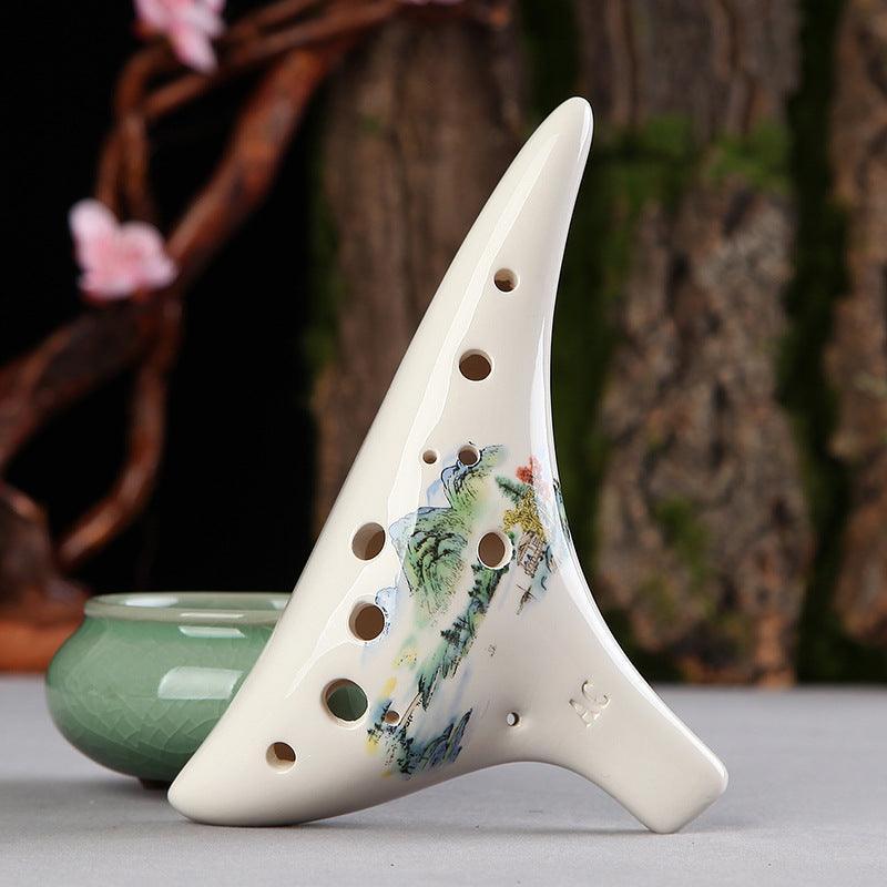 Dragon Tooth Ocarina 12 Hole Painted Ocarina Alto C Playing Wind Instrument - HLURU.SHOP