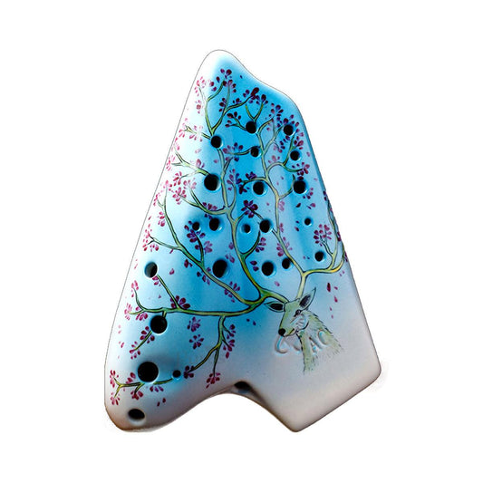 Hand Painted Triple Ocarina Alto C 21 Hole Collectible Playing Ocarina Instrument - HLURU.SHOP