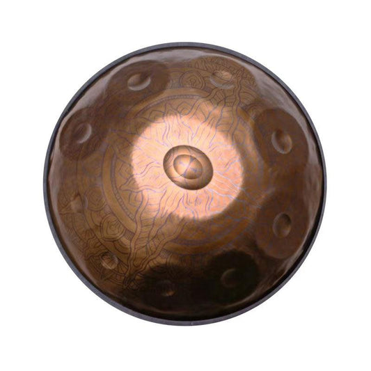 MiSoundofNature Customized Epiphany Entirely Handmade Handpan Drum - Hijaz Scale D Minor Stainless Steel 22 In 9/10/12 Notes, Available in 432 Hz & 440 Hz - HLURU.SHOP