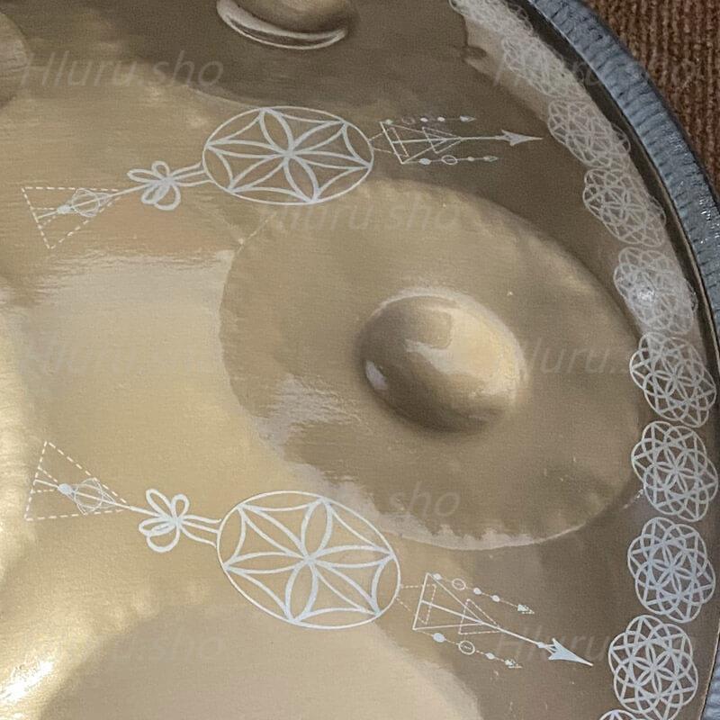 MiSoundofNature Customized Life of Flower Handmade D Minor Hijaz Scale 22 Inch 9/10/12 Notes Stainless Steel Handpan Drum, Available in 432 Hz and 440 Hz - HLURU.SHOP