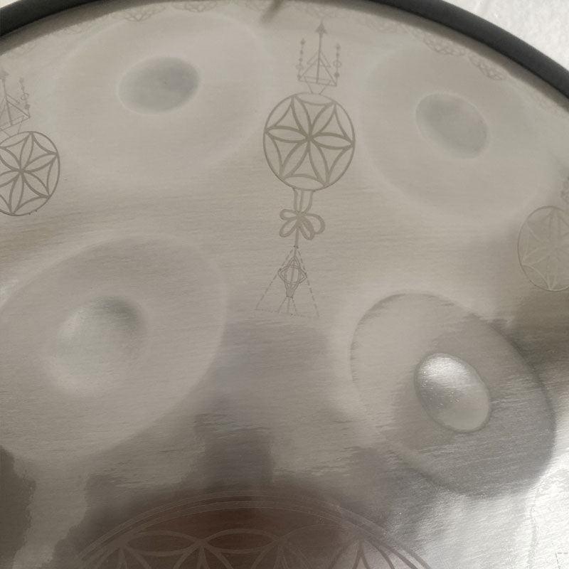 MiSoundofNature Life of Flower Handmade Kurd Scale / Celtic Scale D Minor 22 Inch 9/10/12 Notes Stainless Steel Handpan Drum, Available in 432 Hz and 440 Hz - HLURU.SHOP