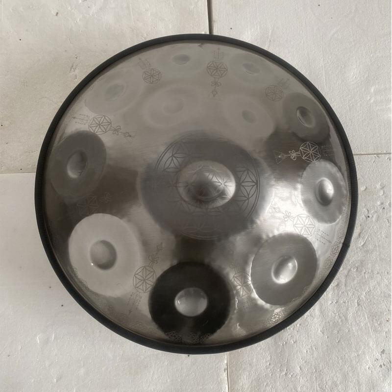MiSoundofNature Life of Flower Handmade Kurd Scale / Celtic Scale D Minor 22 Inch 9/10/12 Notes Stainless Steel Handpan Drum, Available in 432 Hz and 440 Hz - HLURU.SHOP