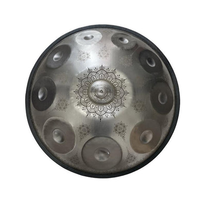 MiSoundofNature Mandala Pattern Handmade Customized Stainless Steel HandPan Drum D Minor Hijaz Scale 22 Inch 9/10/12 Notes, Available in 432 Hz and 440 Hz - HLURU.SHOP