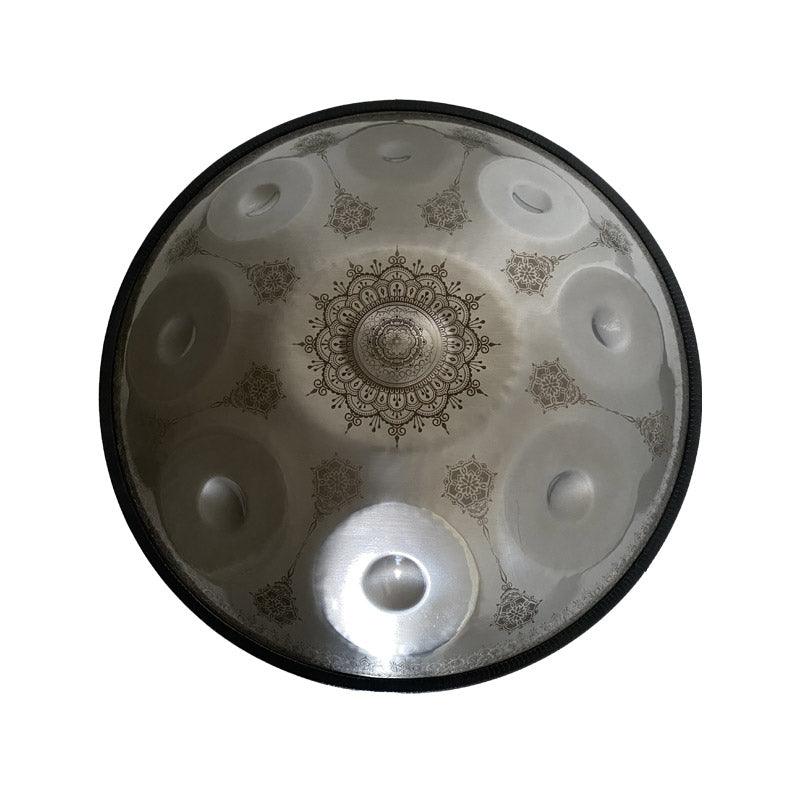 MiSoundofNature Mandala Pattern Handmade Stainless Steel HandPan Drum D Minor Amara Scale 22 Inch 9 Notes Featured, Available in 432 Hz and 440 Hz - HLURU.SHOP