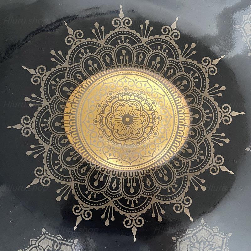 MiSoundofNature Royal Garden Nitride Steel HandPan Drum D Minor Amara Scale 22 In 9 Notes, Available in 432 Hz and 440 Hz - Gold-plated Sound Area, Laser engraved Mandala pattern. Never fade. - HLURU.SHOP