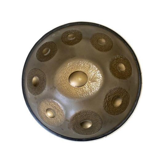 MiSoundofNature Sun God Handmade Hammered Customized D Minor Hijaz Scale 22 Inches 9/10/12 Notes Nitride Steel Handpan Drum, Available in 432 Hz and 440 Hz - HLURU.SHOP